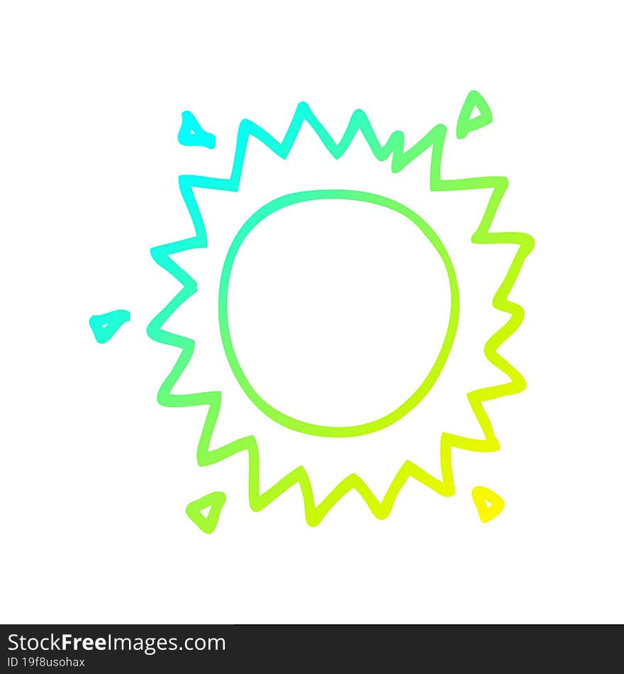 cold gradient line drawing cartoon sun