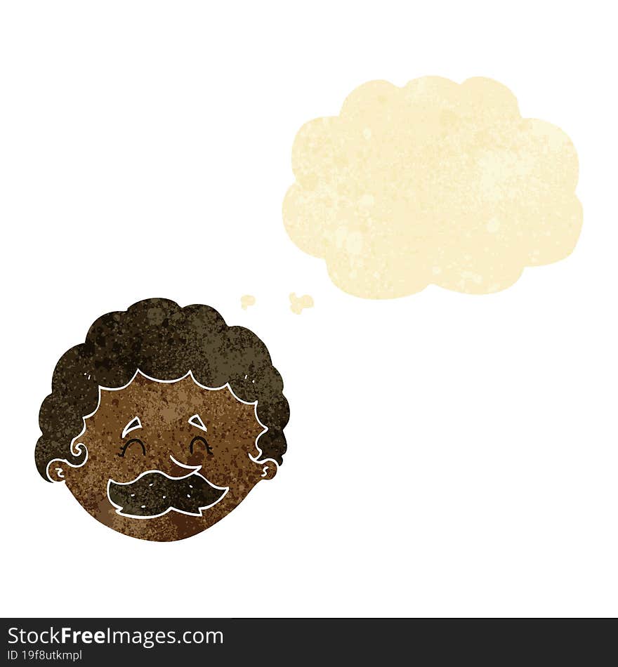 cartoon man with mustache with thought bubble