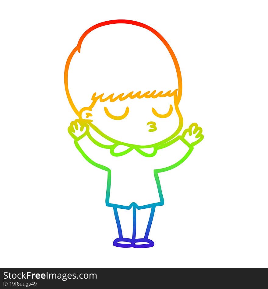 rainbow gradient line drawing cartoon calm boy