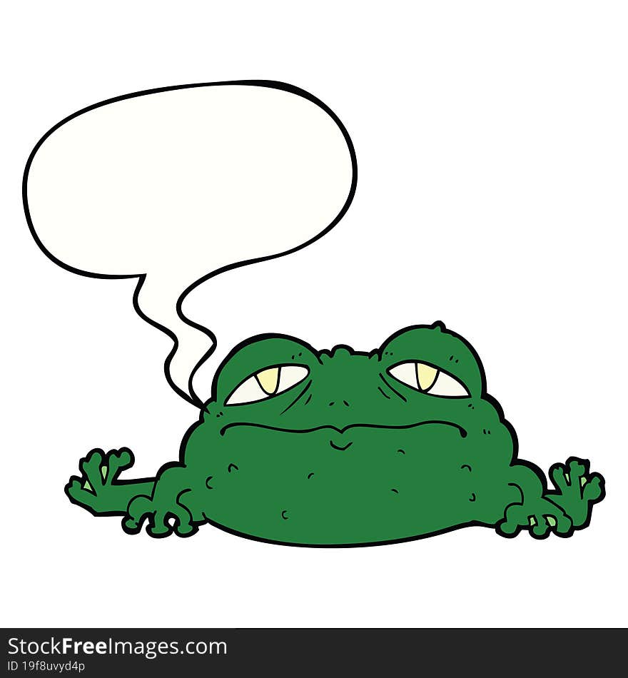 cartoon ugly frog and speech bubble