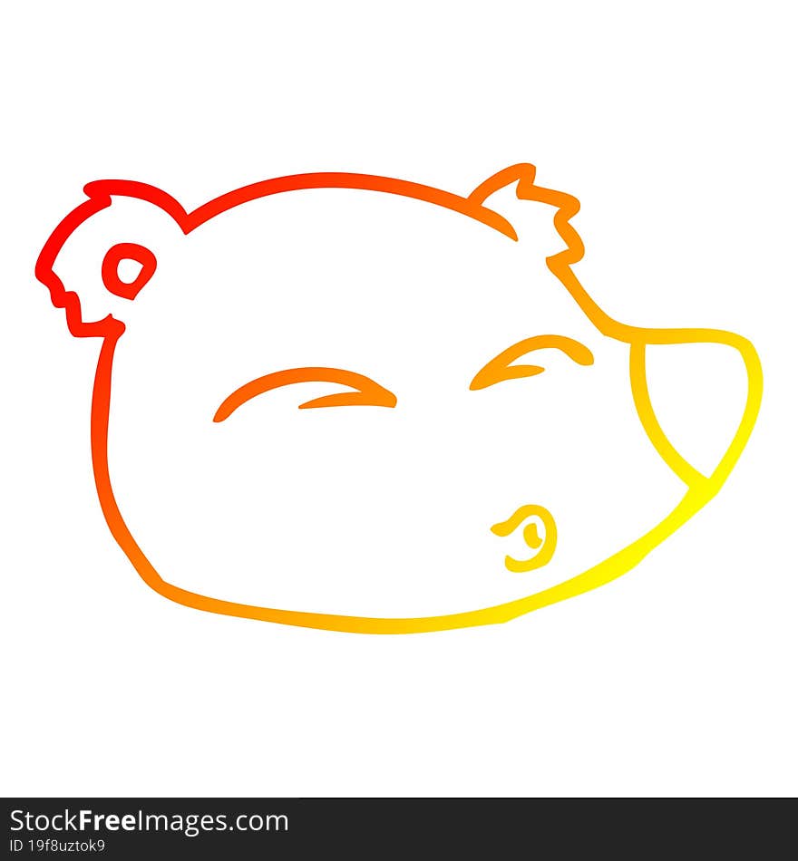 warm gradient line drawing cartoon bear face