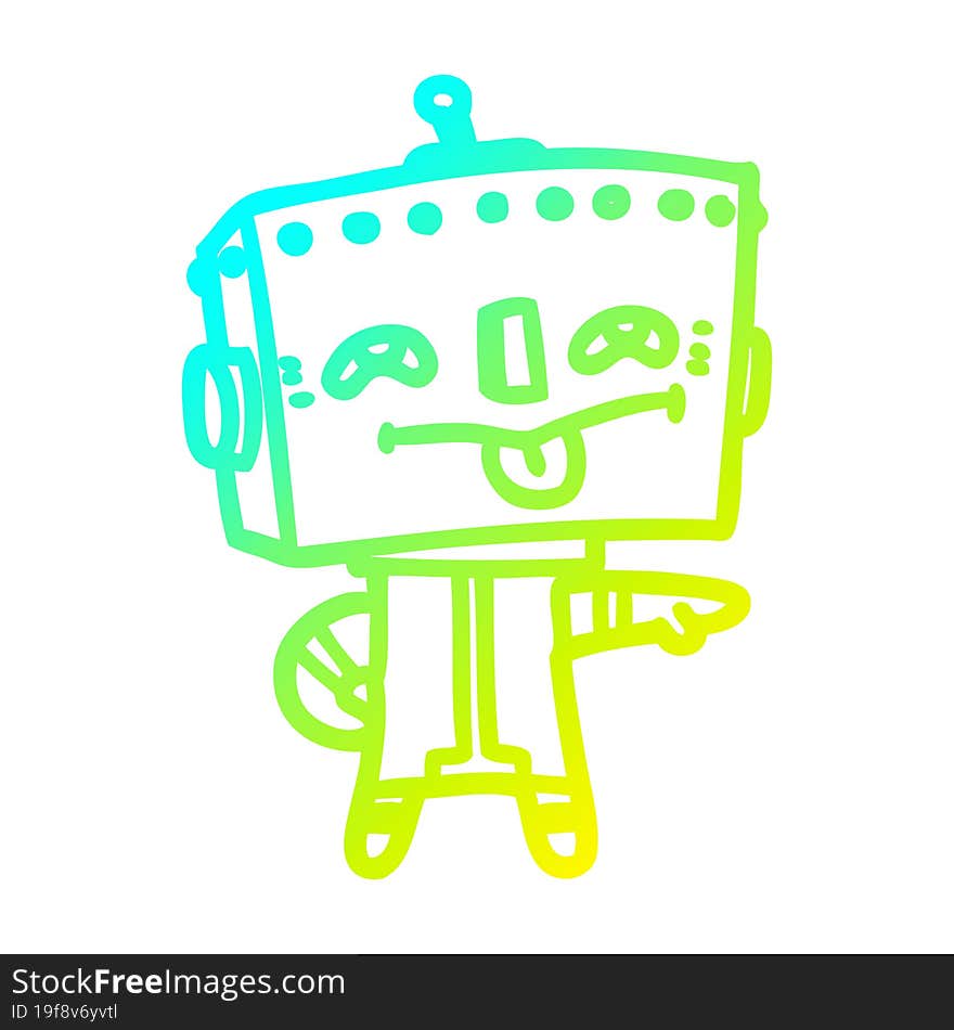 cold gradient line drawing cartoon robot