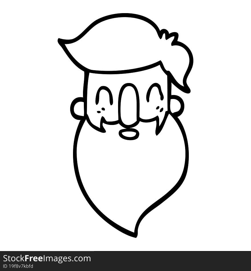 line drawing cartoon man with beard