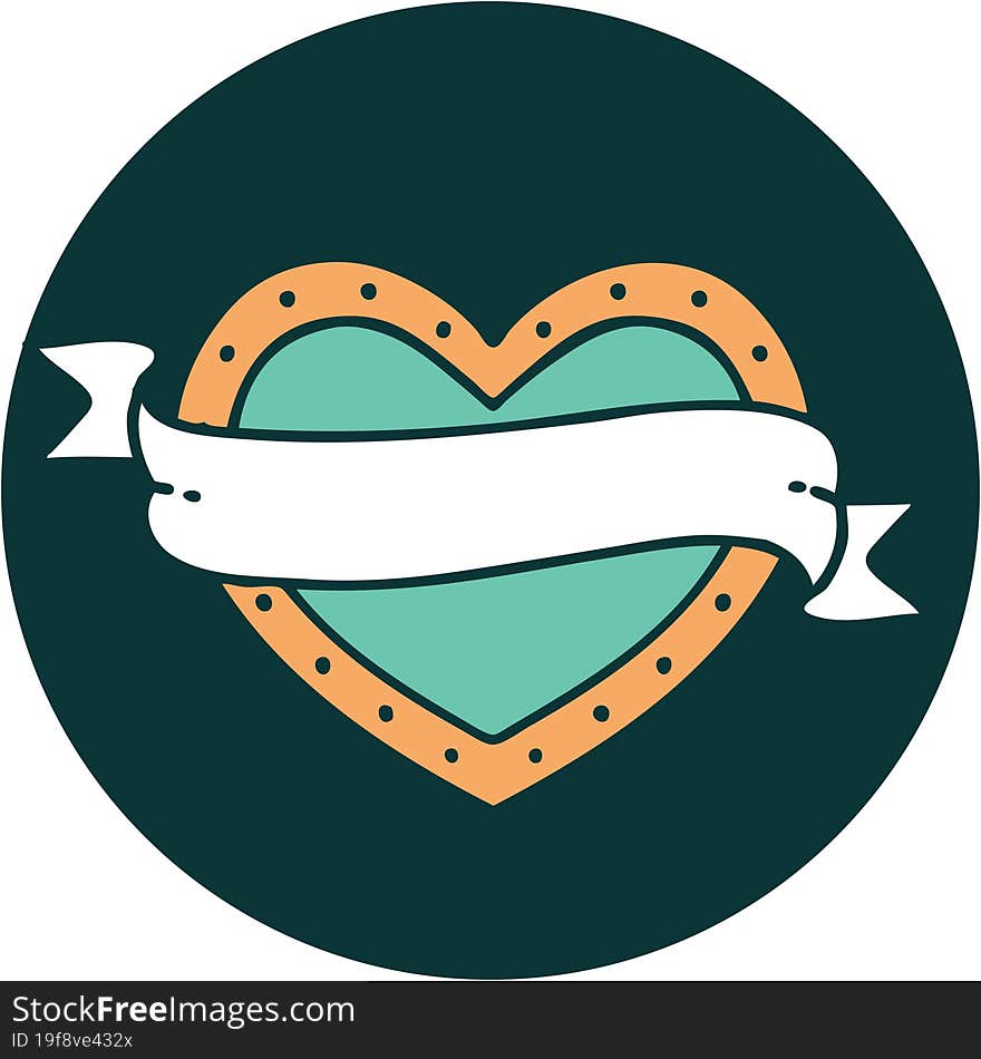 iconic tattoo style image of a heart and banner. iconic tattoo style image of a heart and banner