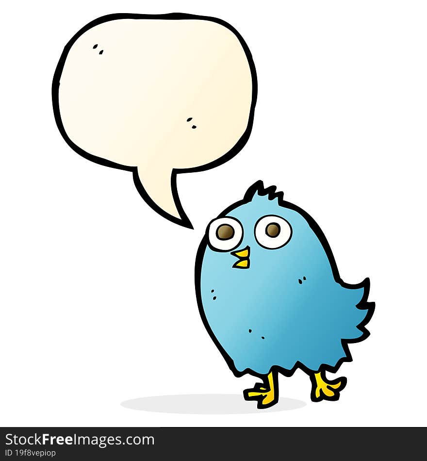 cartoon happy bird with speech bubble