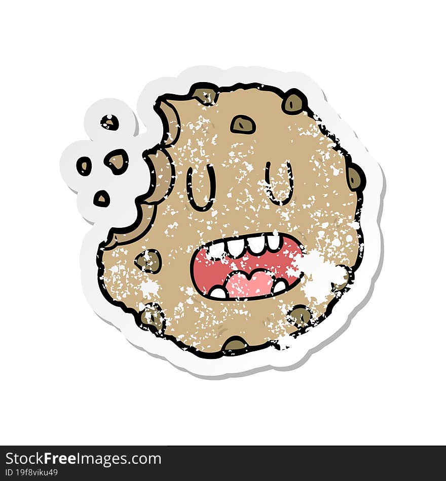 Distressed Sticker Of A Cartoon Cookie