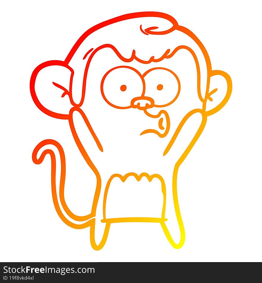 warm gradient line drawing cartoon surprised monkey