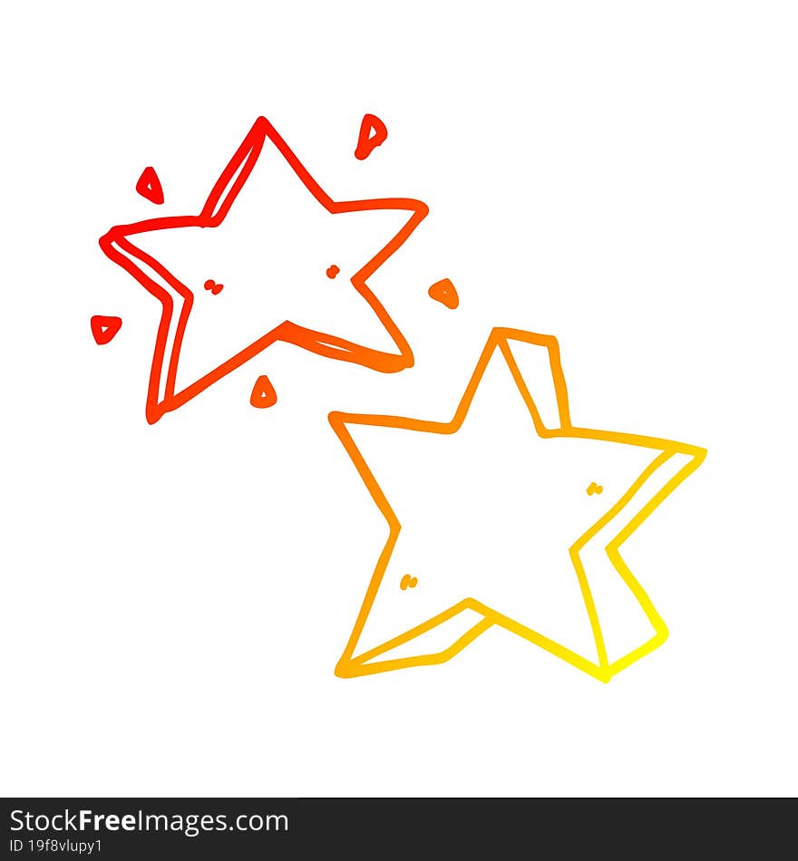 Warm Gradient Line Drawing Cartoon Star