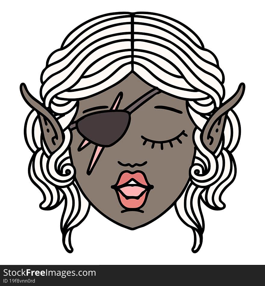 Retro Tattoo Style elf rogue character face. Retro Tattoo Style elf rogue character face