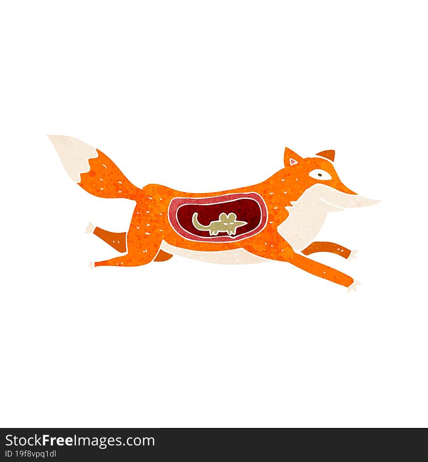 Cartoon Fox With Mouse In Belly