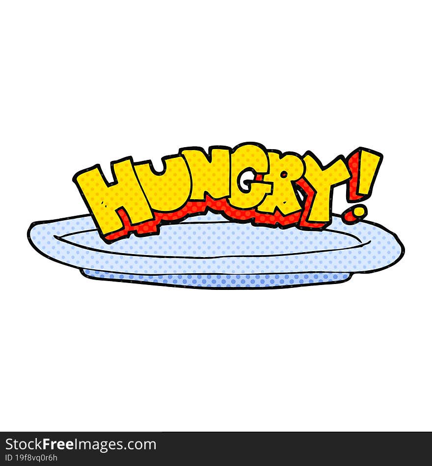 Cartoon Empty Plate With Hungry Symbol