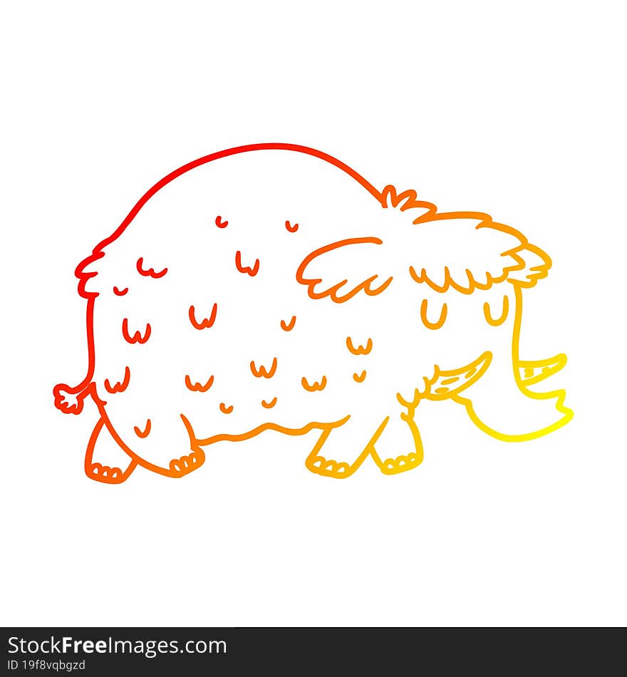 warm gradient line drawing cartoon prehistoric mammoth