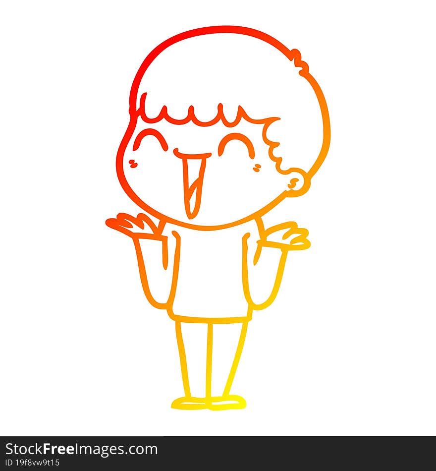 warm gradient line drawing of a cartoon happy man