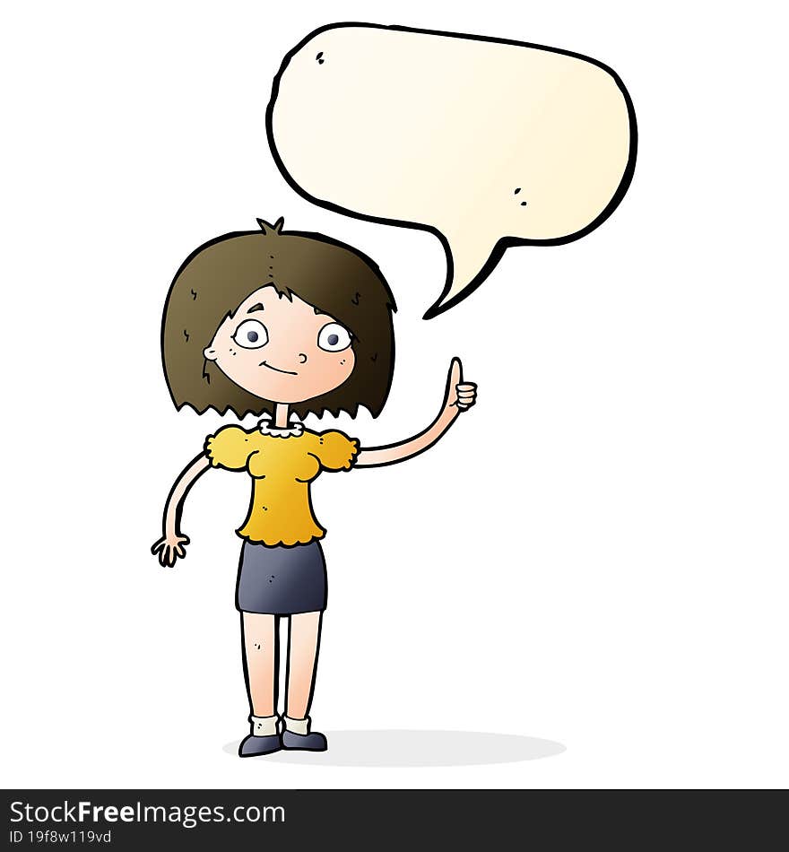 cartoon woman with idea with speech bubble