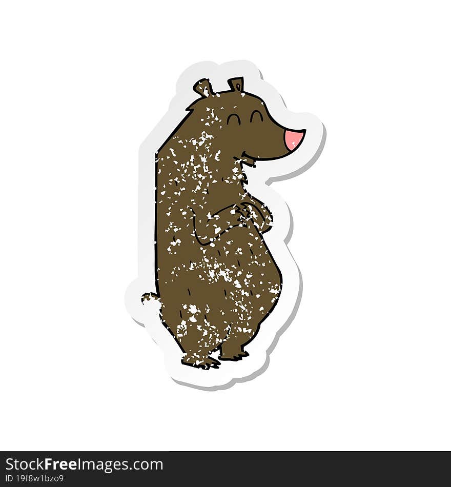 retro distressed sticker of a cartoon bear