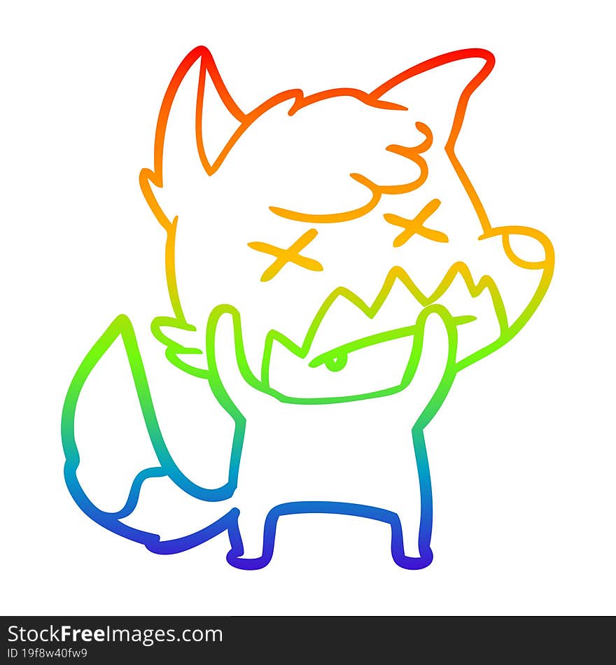 rainbow gradient line drawing cartoon dead fox