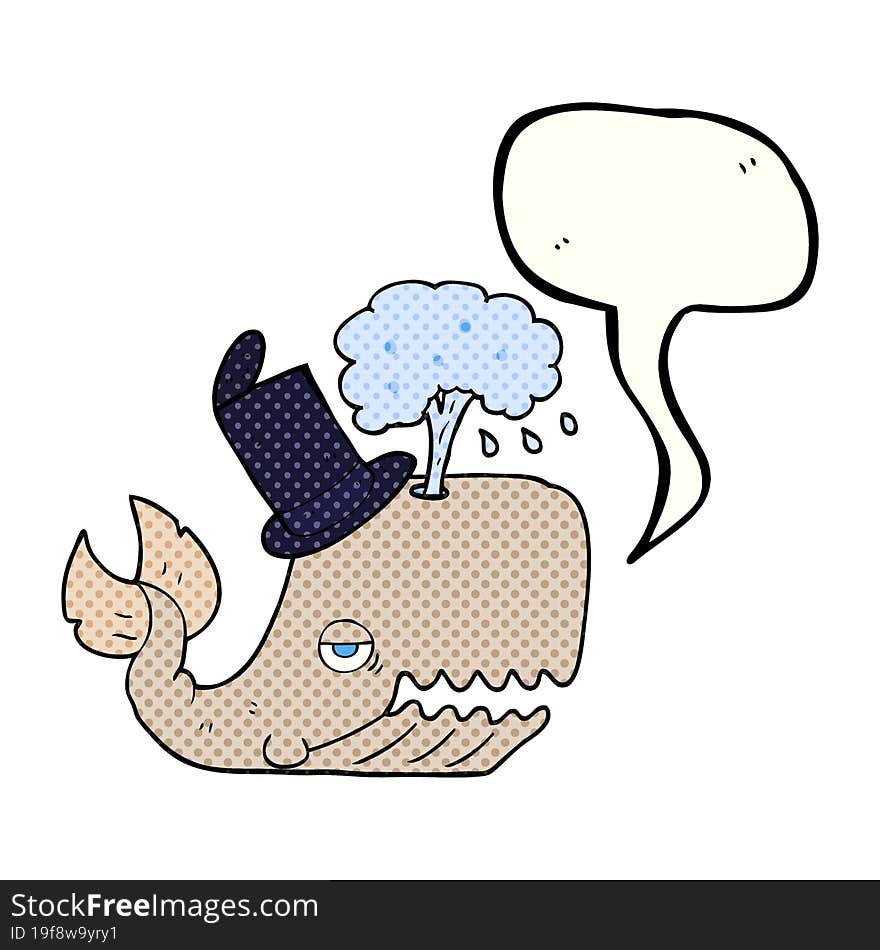 Comic Book Speech Bubble Cartoon Whale Spouting Water