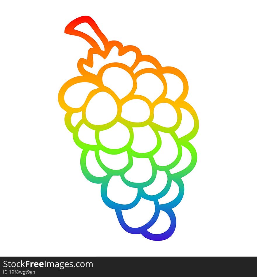 Rainbow Gradient Line Drawing Cartoon Bunch Of Grapes