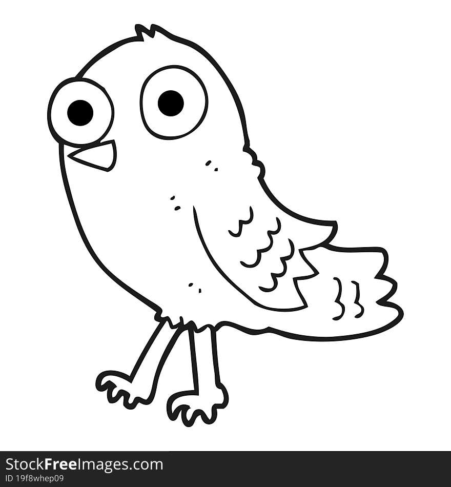 black and white cartoon bird