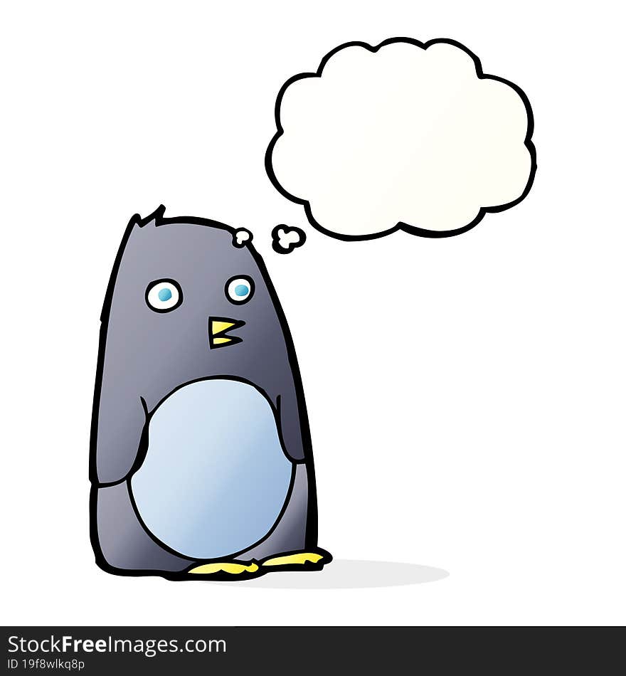 Cartoon Penguin With Thought Bubble