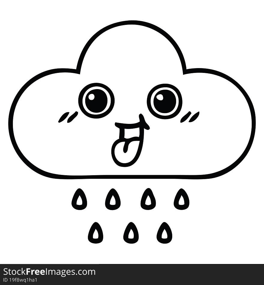 line drawing cartoon of a rain cloud