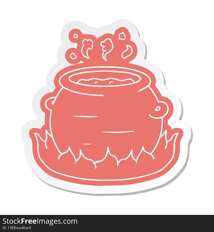 cartoon sticker of a pot of stew