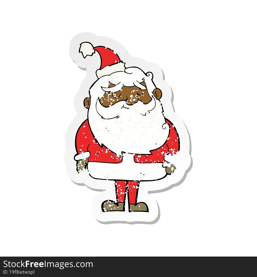 retro distressed sticker of a cartoon santa claus