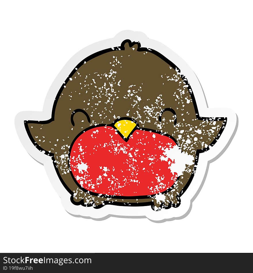 distressed sticker of a cartoon penguin