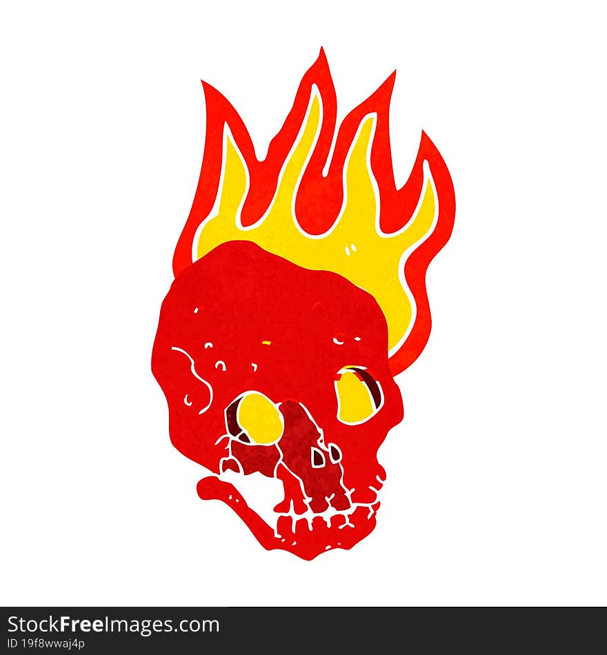 cartoon flaming skull