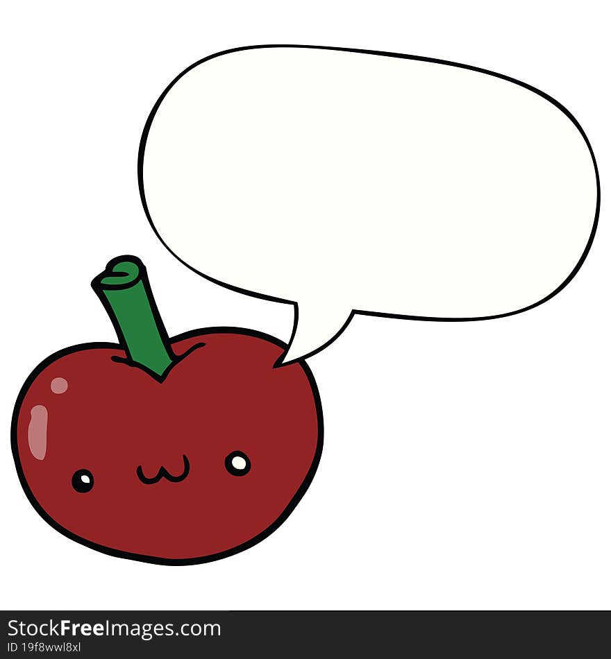 cartoon apple and speech bubble