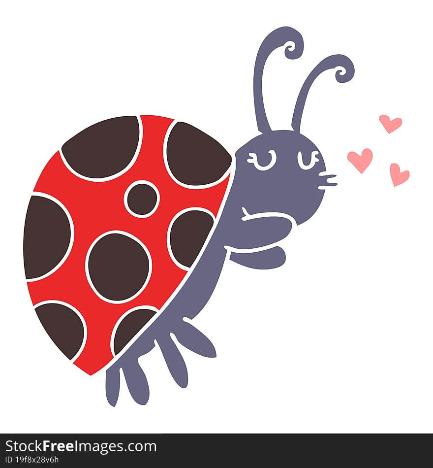 Flat Color Style Cartoon Ladybug