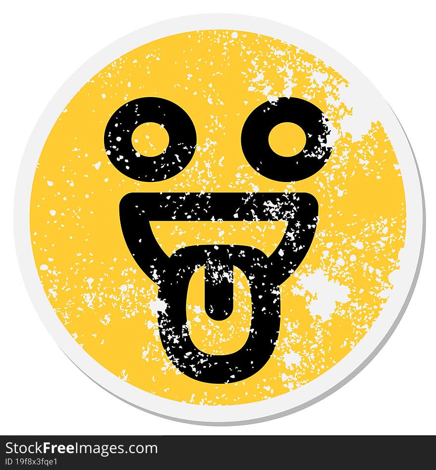 crazy happy face circular sticker