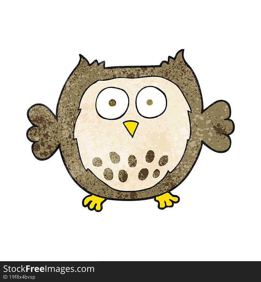 freehand textured cartoon owl