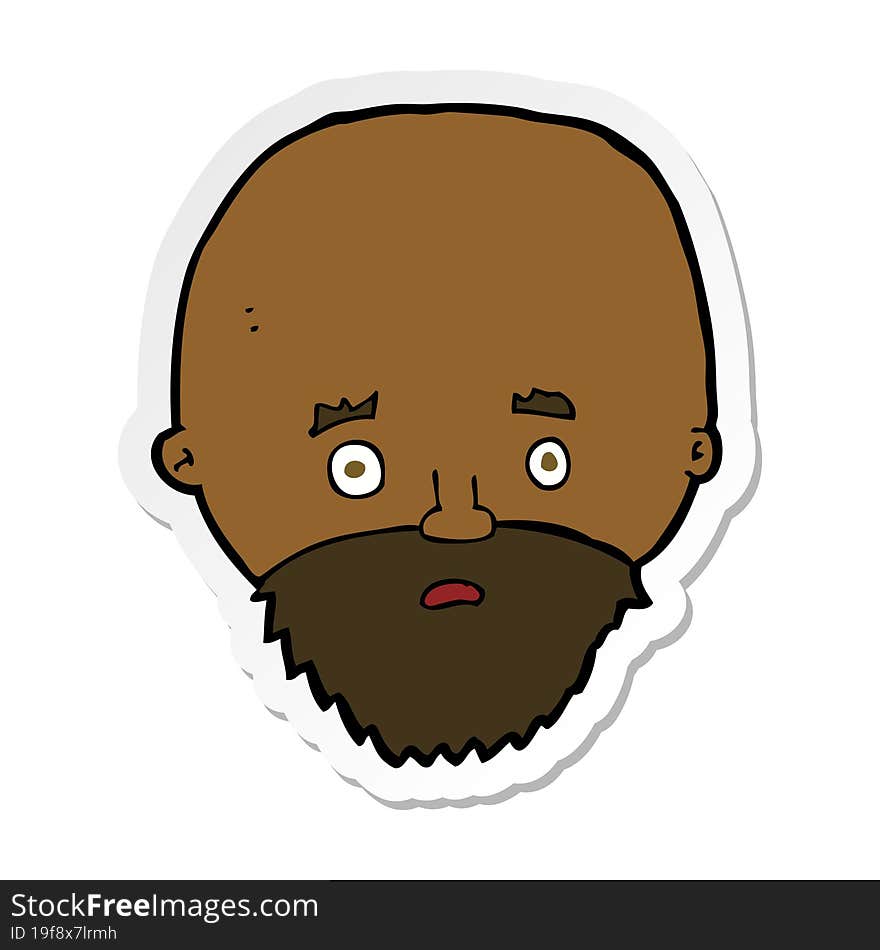 sticker of a cartoon shocked man with beard