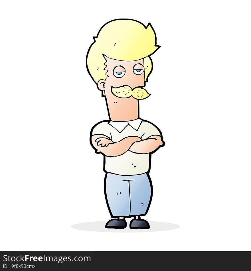 Cartoon Mustache Muscle Man