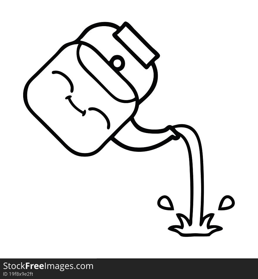 line drawing cartoon pouring kettle