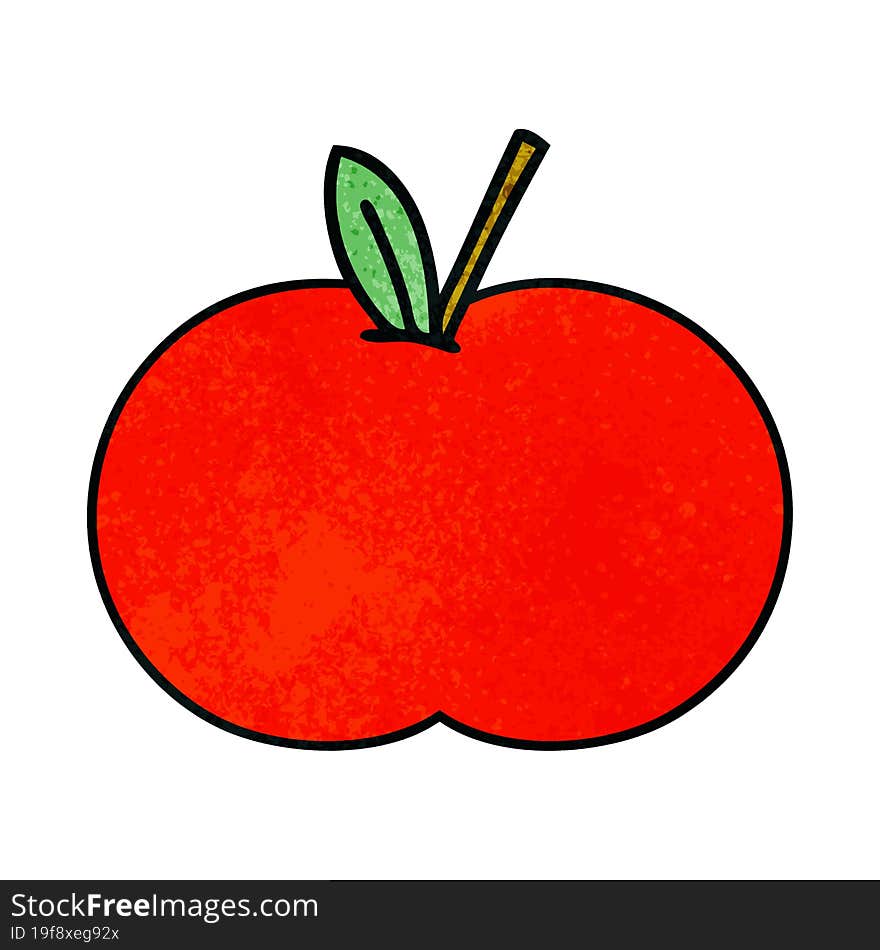 retro grunge texture cartoon red apple