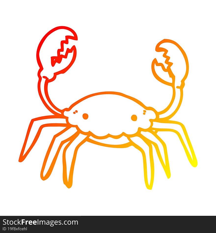 warm gradient line drawing cartoon crab