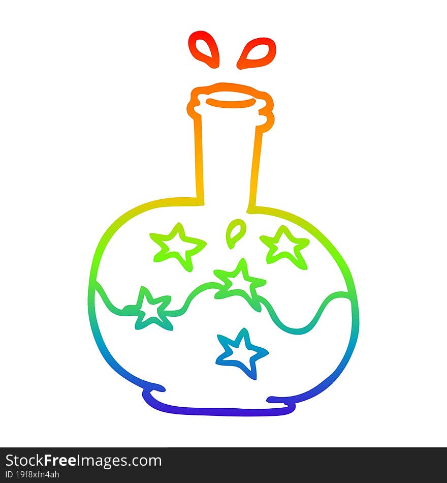 Rainbow Gradient Line Drawing Cartoon Magic Potion