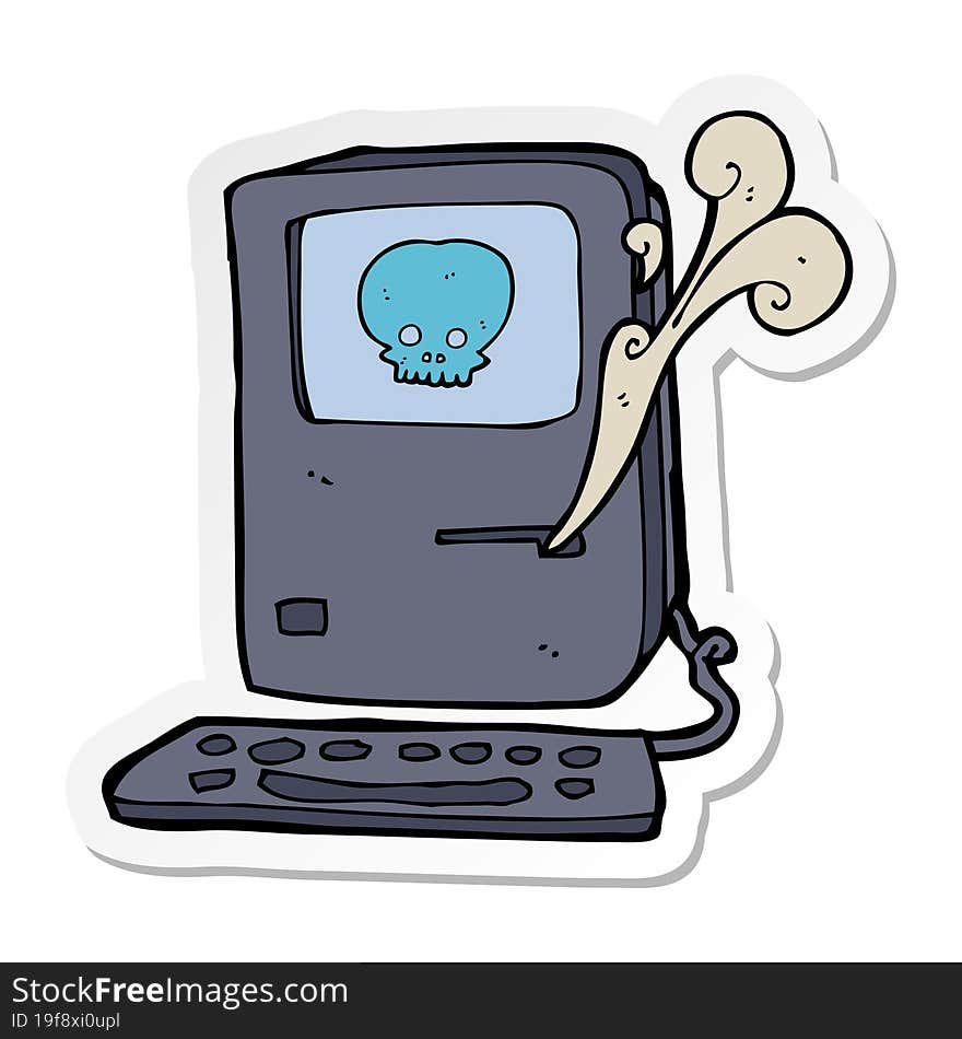 sticker of a computer virus cartoon