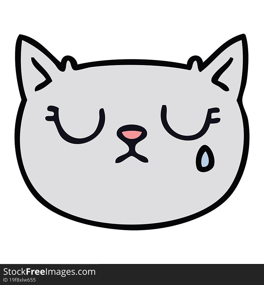 Quirky Hand Drawn Cartoon Crying Cat