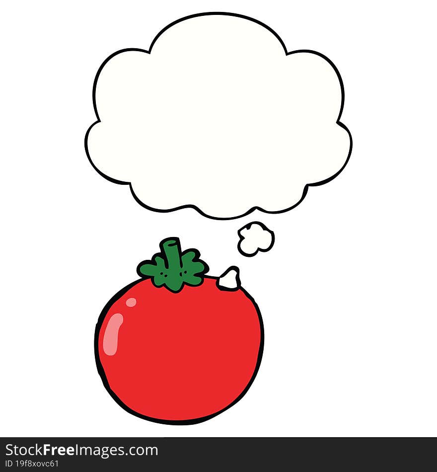 cartoon tomato and thought bubble