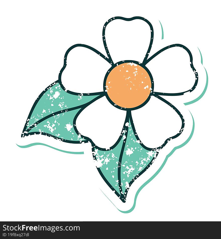 iconic distressed sticker tattoo style image of a flower. iconic distressed sticker tattoo style image of a flower