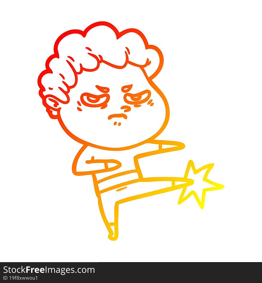 Warm Gradient Line Drawing Cartoon Angry Man