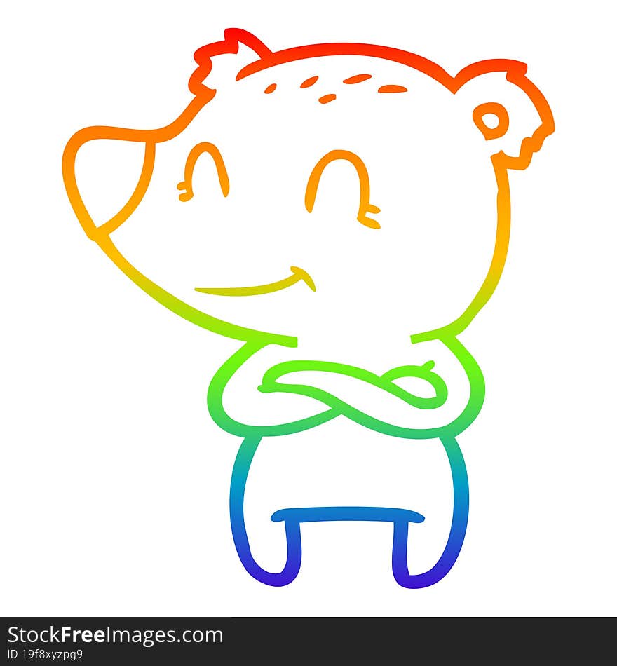 rainbow gradient line drawing friendly bear cartoon