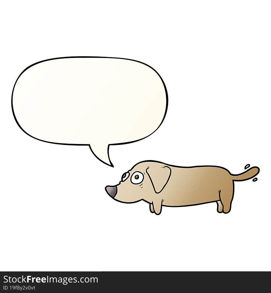 Cartoon Little Dog And Speech Bubble In Smooth Gradient Style