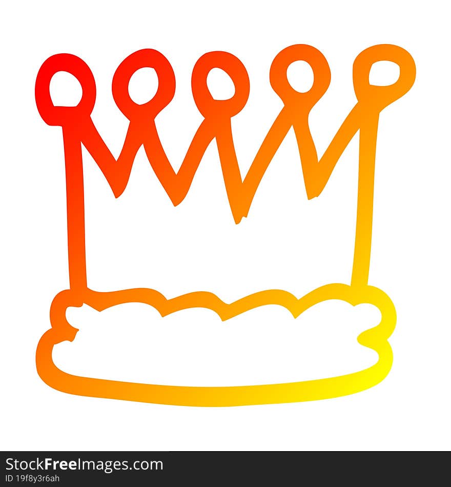 Warm Gradient Line Drawing Cartoon Gold Crown