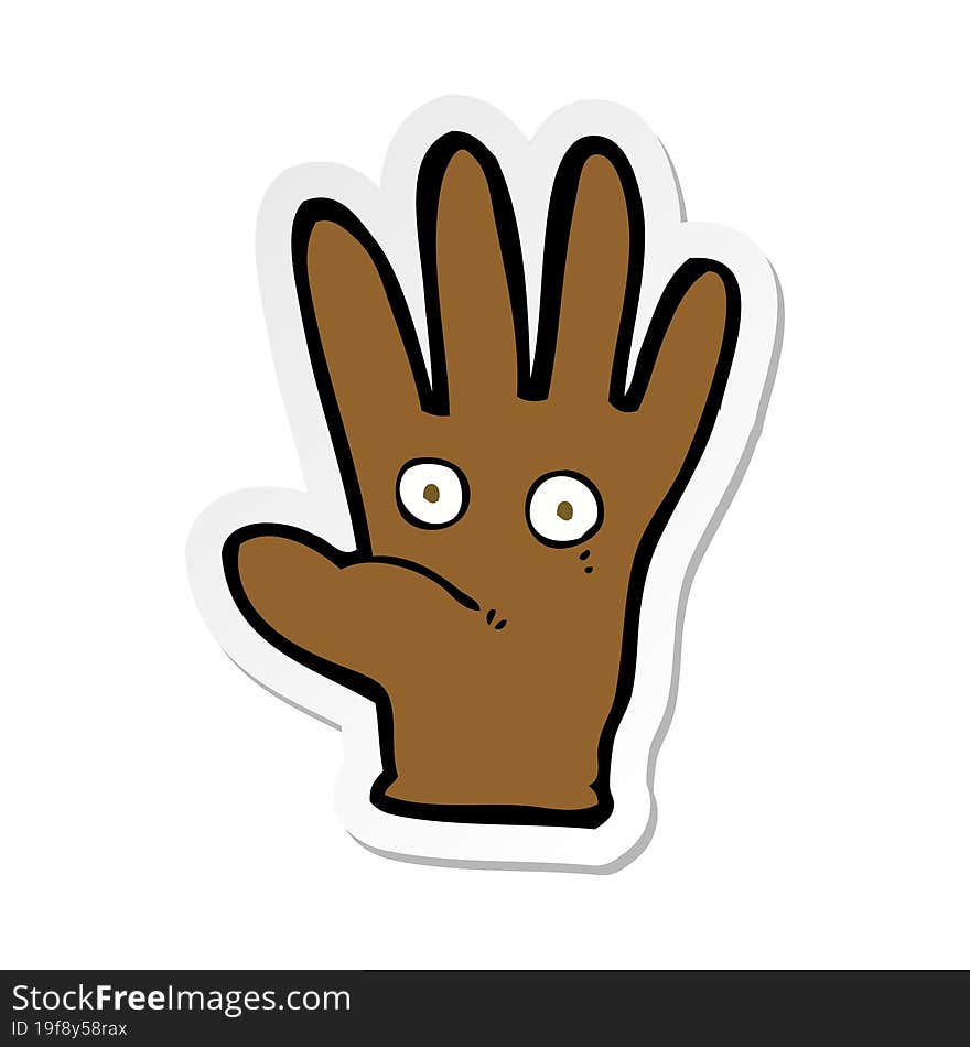 sticker of a cartoon hand with eyes