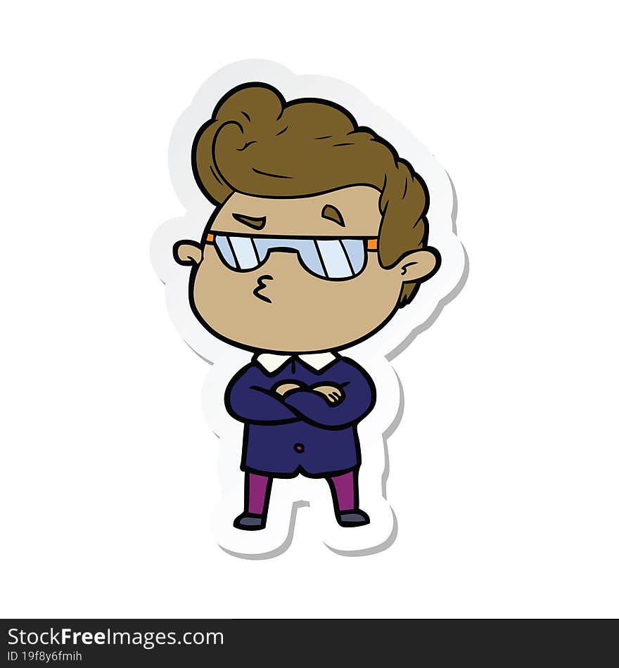 sticker of a cartoon cool guy