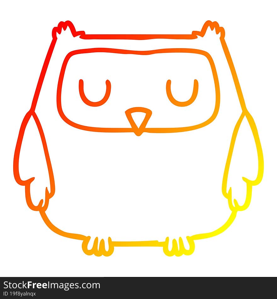 warm gradient line drawing cartoon owl